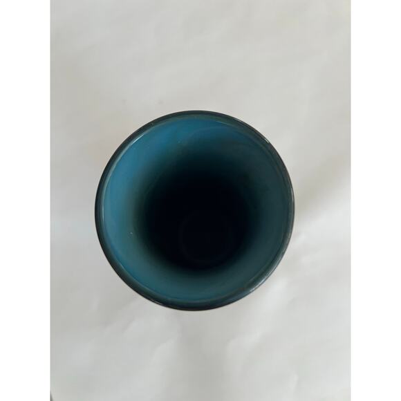 Vintage Art Glass Vase Hand Blown Blue Green Brown Swirl -Collectible JL - Picture 6 of 8